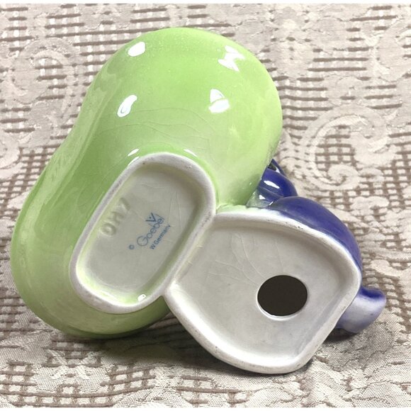 Vintage Goebel W Germany Purple Bunny Rabbit Ceramic Easter Basket Candy Dish - Picture 8 of 9